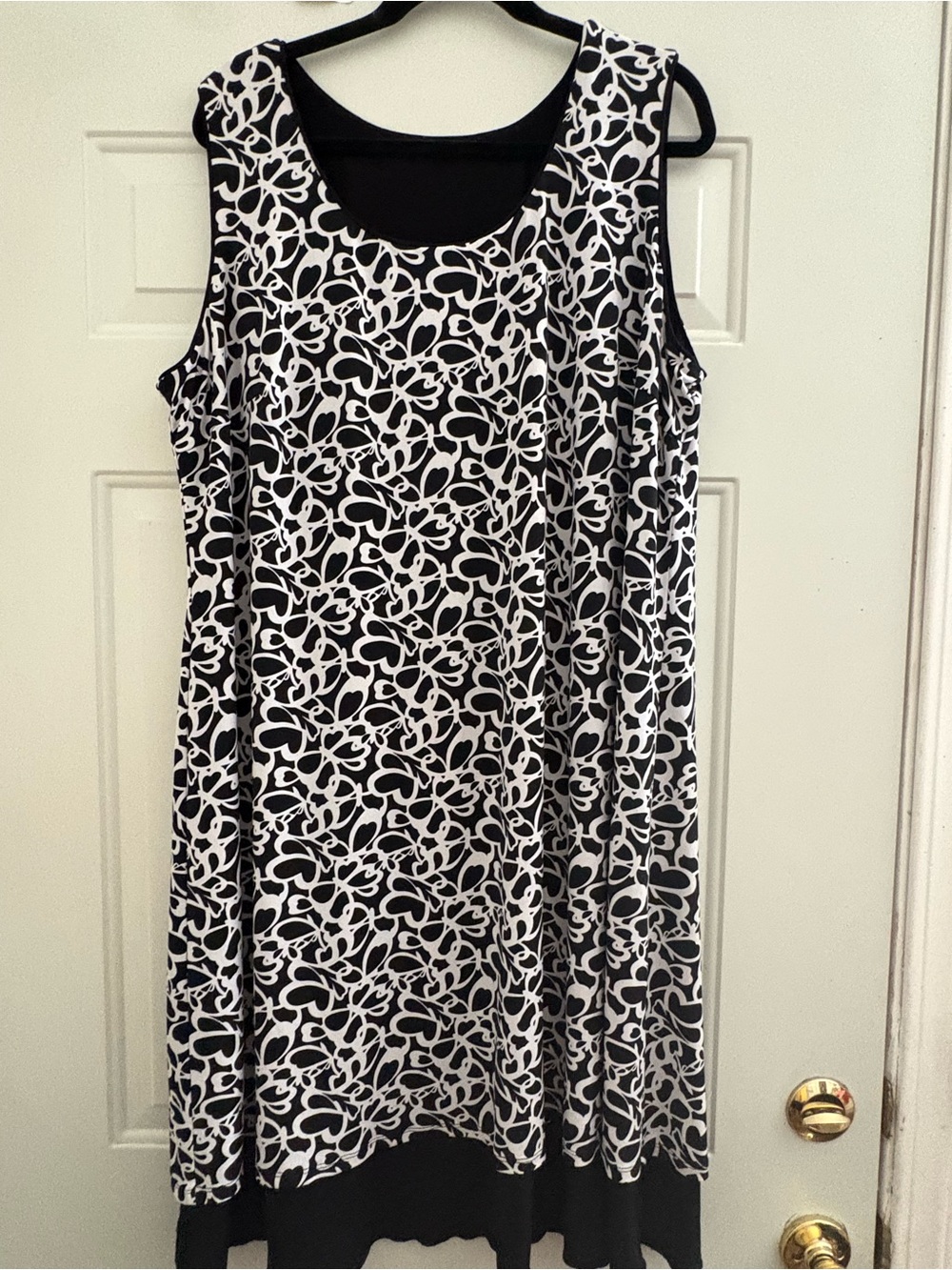 Black & White Sleeveless Floral-Print A-Line Dress